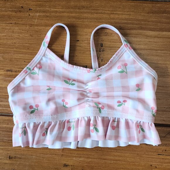 Baby Girl Cherry Print Plaid Bikini Swimsuit & Cap NWOT - Picture 3 of 14